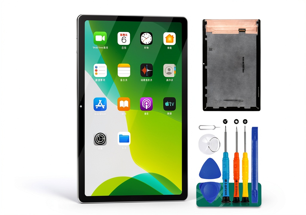 Installing Samsung Galaxy Tab A7 10.4 LCD Screen Replacement on a wooden desk