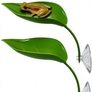 KVZVK Frog Basking Platform Leaf Set 3pcs Green Plastic-0