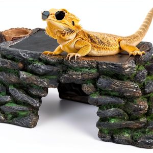 Bearded Dragon Basking Platform Hygger Zoo 13x7x5in 3-in-1 Hideout-0
